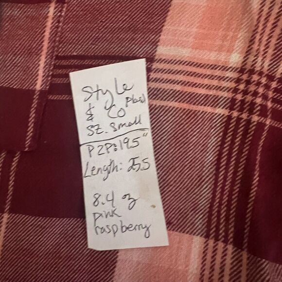 Raspberry Pink cotton blend plaid shirt from Style & Co. Sz S - Picture 8 of 8
